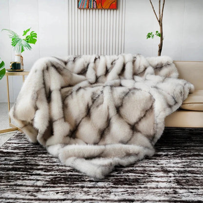 Grey Faux Fur Throw 200x190-Velvet&Vigor