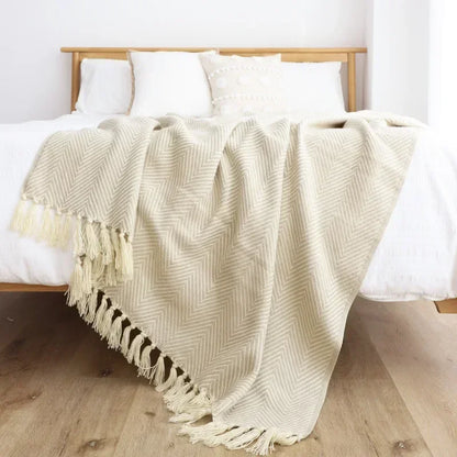 Tara Tassel Knitted Throw-Blankets & Throws-Soft Furnishings-Velvet&Vigor