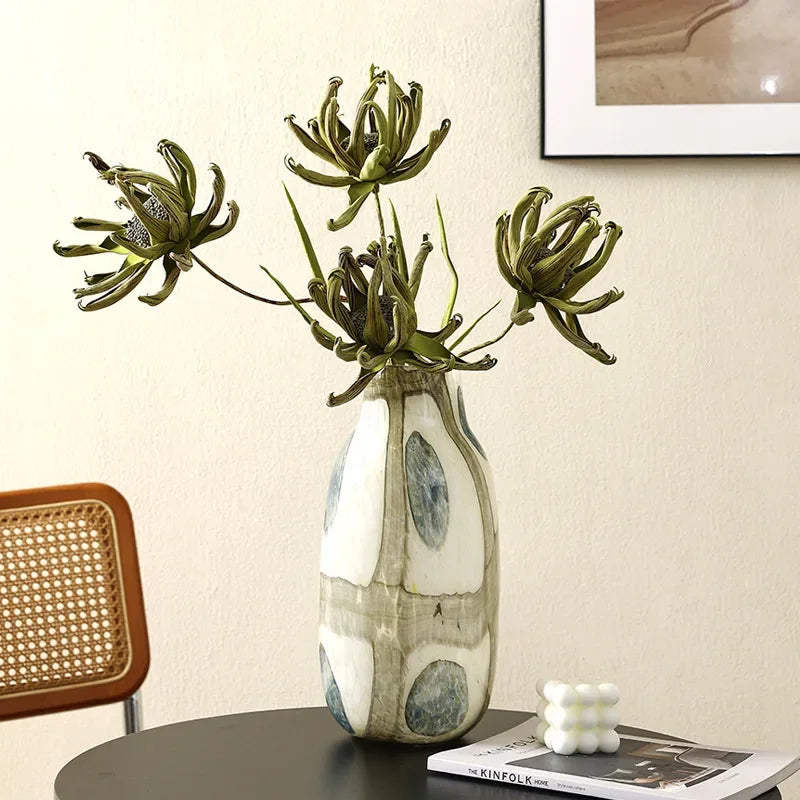 Velvet & Vigor Art Deco Vase-Unique Home Decor-Media Wall Accessories-Cream;Green;Blue 